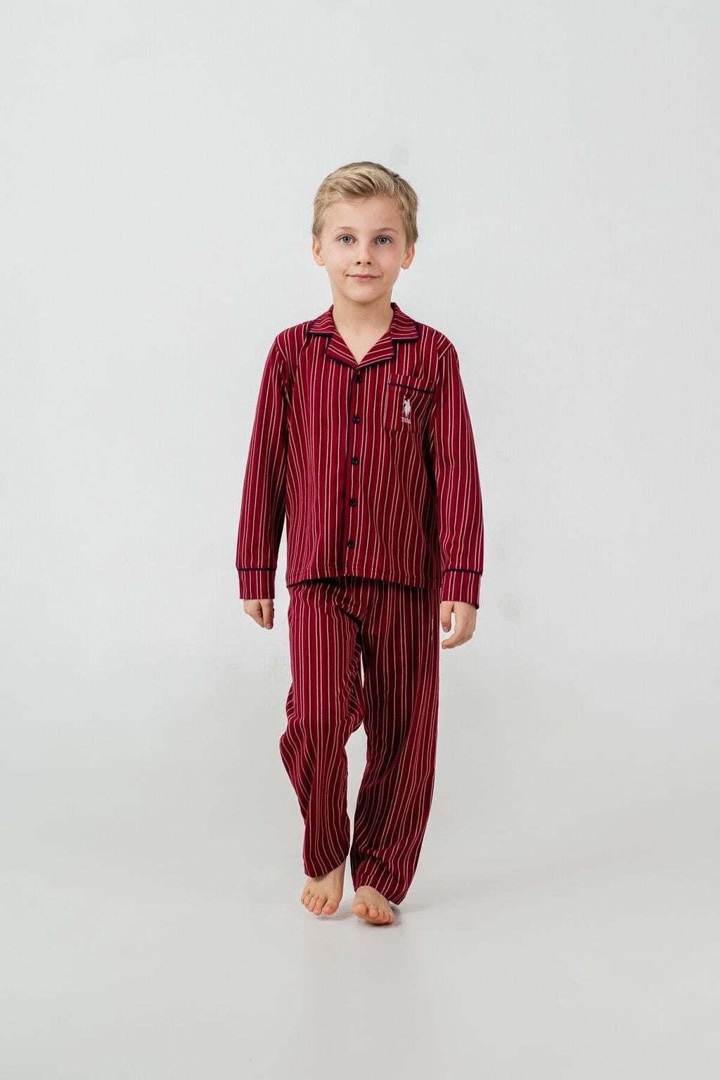U.S. Polo Assn. Erkek Çocuk Pijama Takımı Nakışlı Kırmızı Uzun Kol Pijama Takımı US2644-C-V1