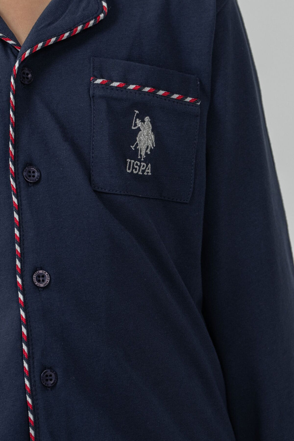 U.S. Polo Assn. Erkek Çocuk Pijama Takımı Nakışlı Lacivert Uzun Kol Pijama Takımı US2643-C-V1