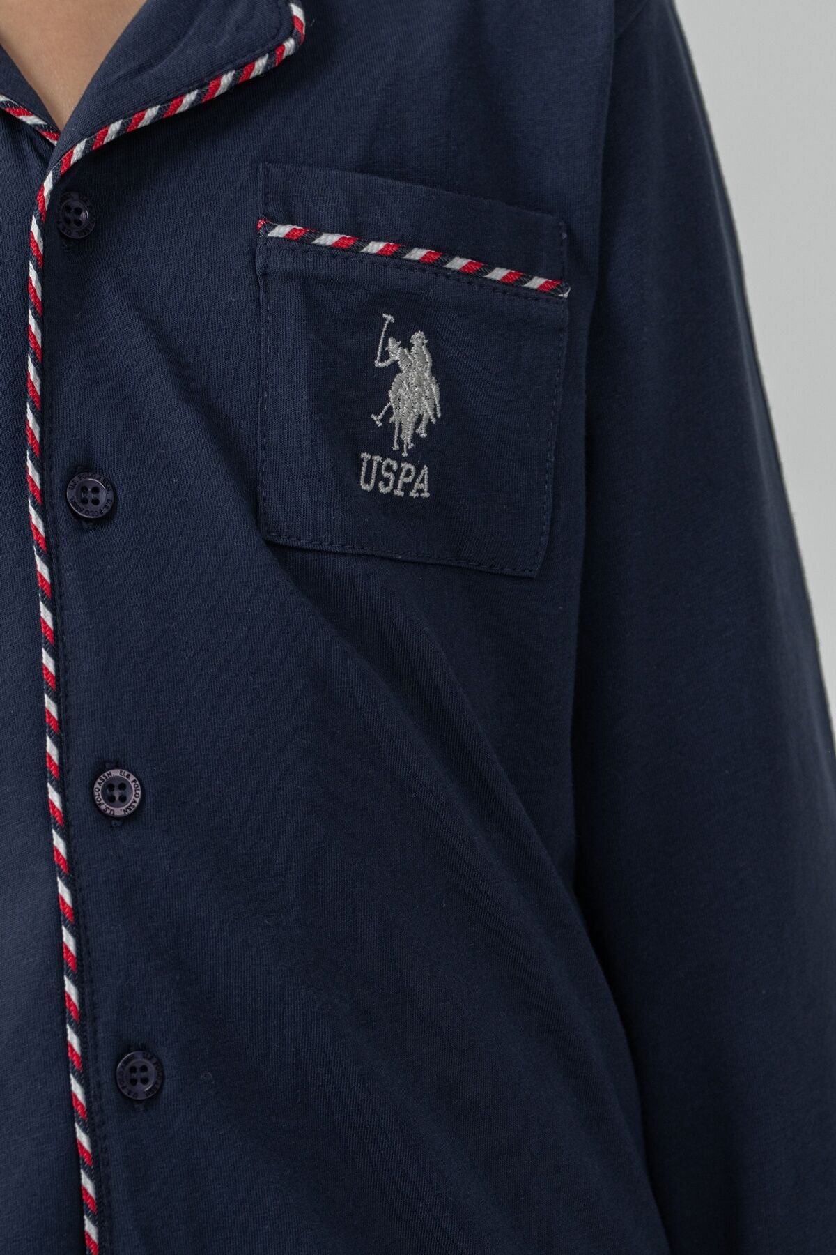 U.S. Polo Assn. Erkek Çocuk Pijama Takımı Nakışlı Lacivert Uzun Kol Pijama Takımı US2643-C-V1