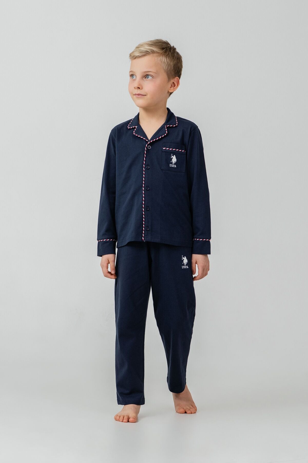 U.S. Polo Assn. Erkek Çocuk Pijama Takımı Nakışlı Lacivert Uzun Kol Pijama Takımı US2643-C-V1 Ürün ana görseli