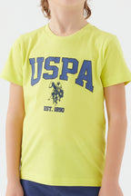 U.S. Polo Assn. Erkek Çocuk Bisiklet Yaka Pigment Baskılı Yazlık Regular Fit Sarı Bermuda Takım US1368-C-V4
