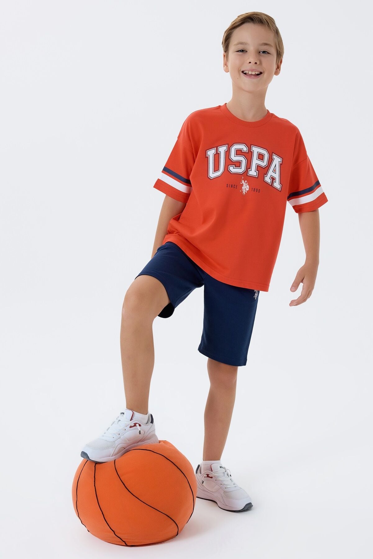 U.S. Polo Assn Erkek Çocuk Turuncu Bermuda Takım