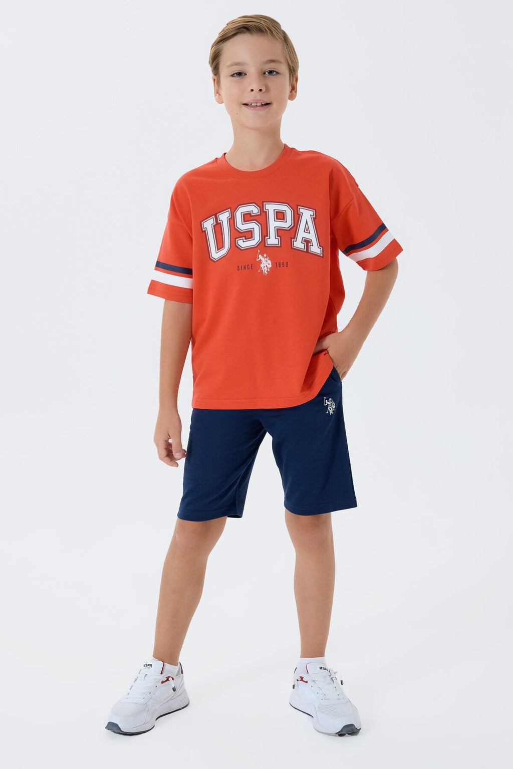 U.S. Polo Assn Erkek Çocuk Turuncu Bermuda Takım