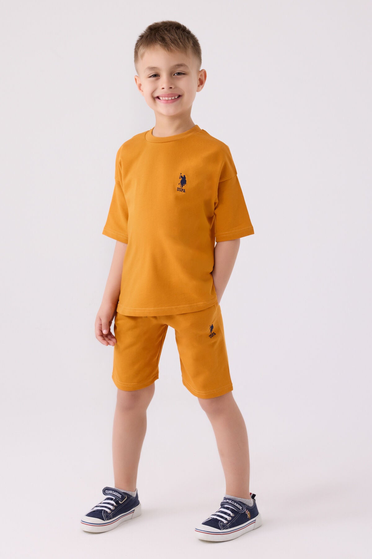 U.S. Polo Assn. Erkek Çocuk Bisiklet Yaka Pigment Baskılı Yazlık Regular Fit Sarı Bermuda Takım US1780-C-V13 Ürün ana görseli