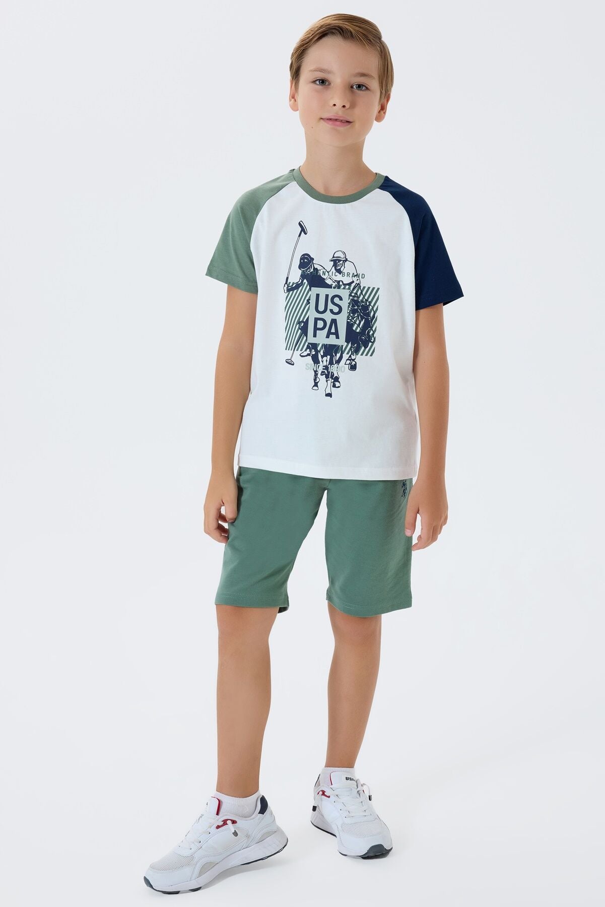 U.S. Polo Assn Erkek Çocuk Yeşil Bermuda Takım