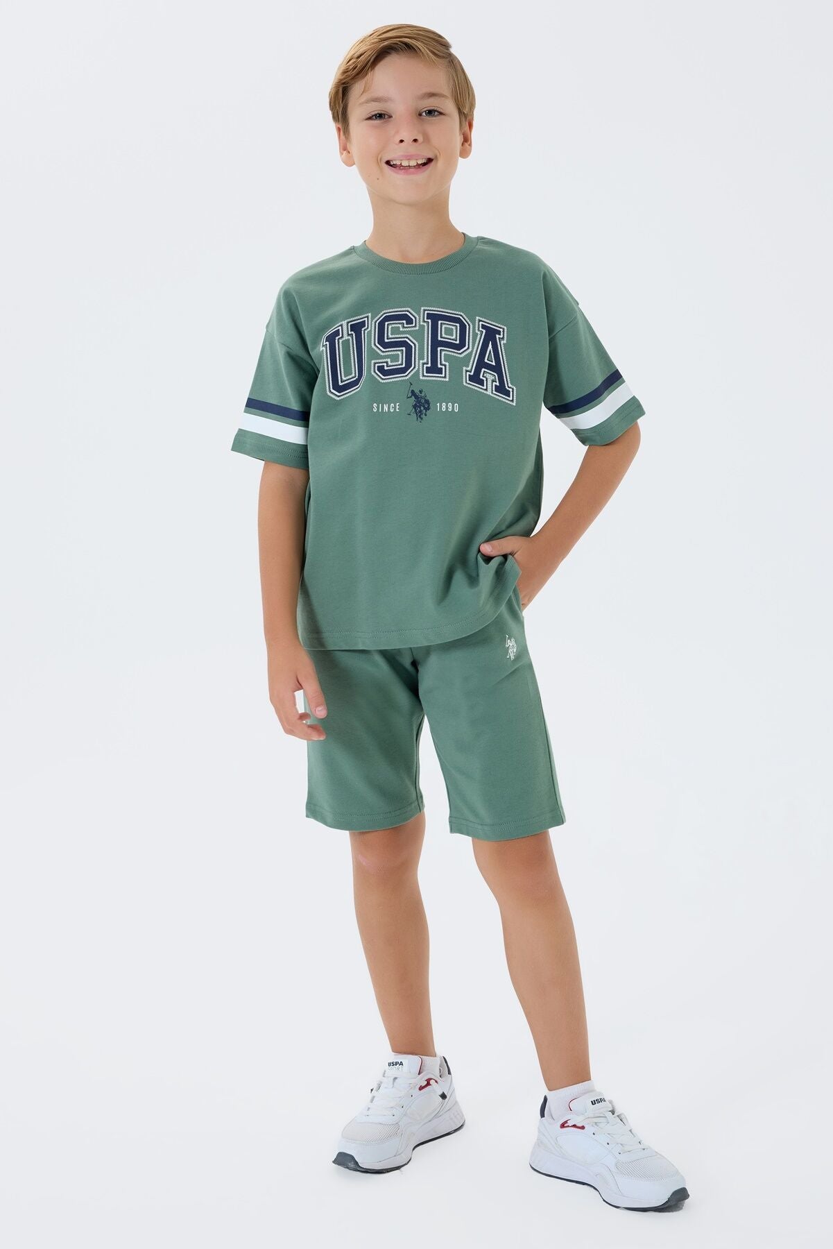 U.S. Polo Assn Erkek Çocuk Yeşil Bermuda Takım