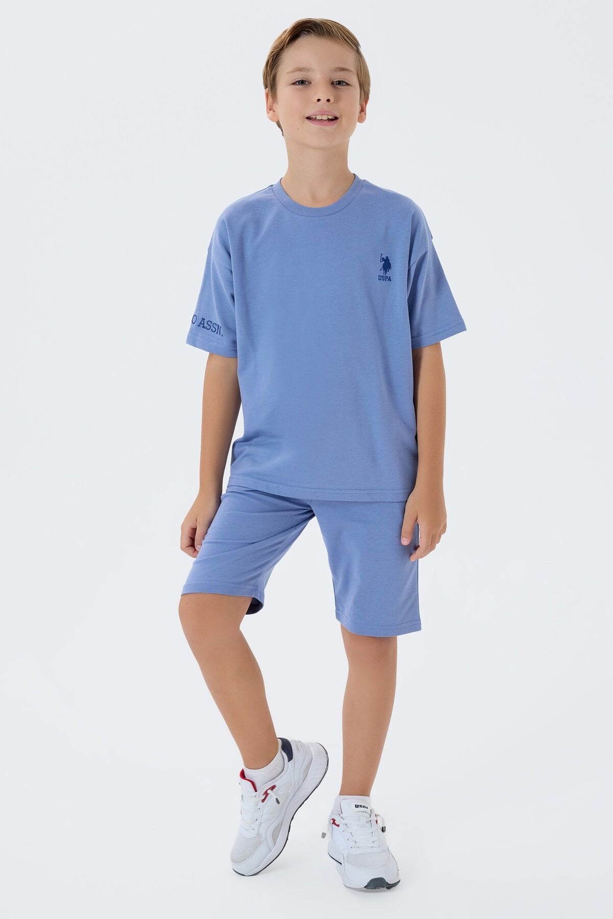 U.S. Polo Assn. Erkek Çocuk Bisiklet Yaka Nakışlı Yazlık Regular Fit Mavi Bermuda Takım US2435-C-V3 Ürün ana görseli