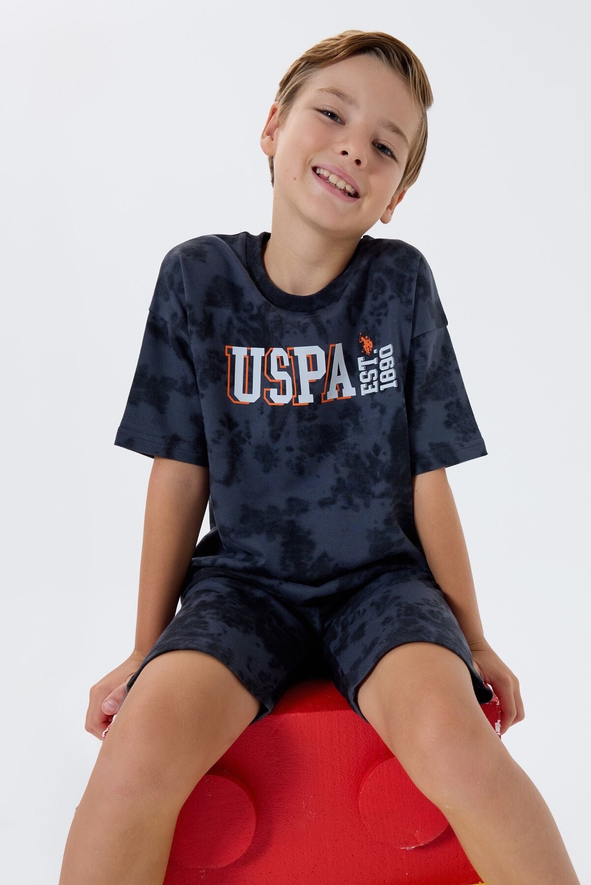 U.S. Polo Assn. Erkek Çocuk Bisiklet Yaka Nakışlı Yazlık Regular Fit Gri Bermuda Takım US2438-C-V2 Ürün ana görseli