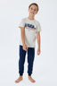 U.S. Polo Assn. Erkek Çocuk Bisiklet Yaka Nakışlı Yazlık Regular Fit Krem Pijama Takımı US2422-C-V1
