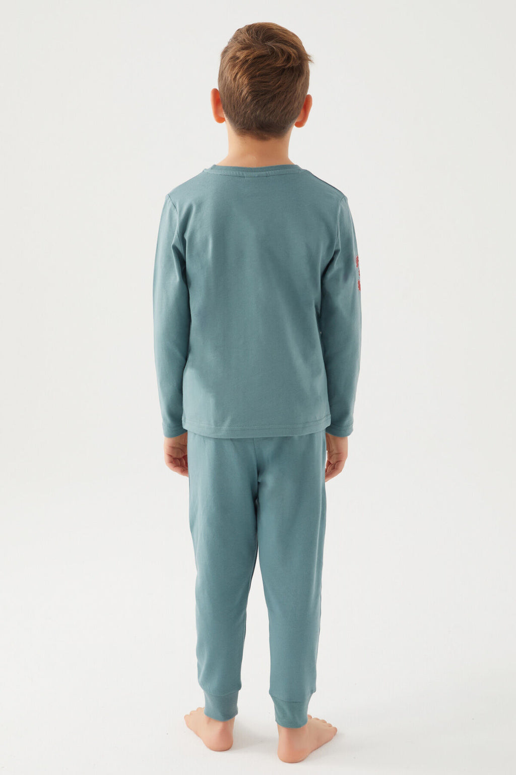 U.S. Polo Assn. Erkek Çocuk Bisiklet Yaka Pigment Baskılı Kışlık Regular Fit Mavi Pijama Takımı US1191-C-V8