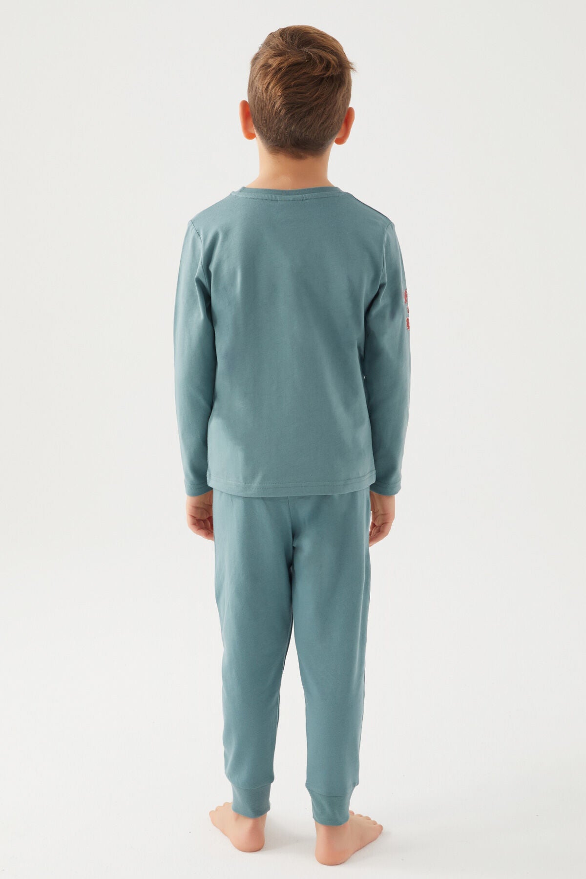 U.S. Polo Assn. Erkek Çocuk Bisiklet Yaka Pigment Baskılı Kışlık Regular Fit Mavi Pijama Takımı US1191-C-V8