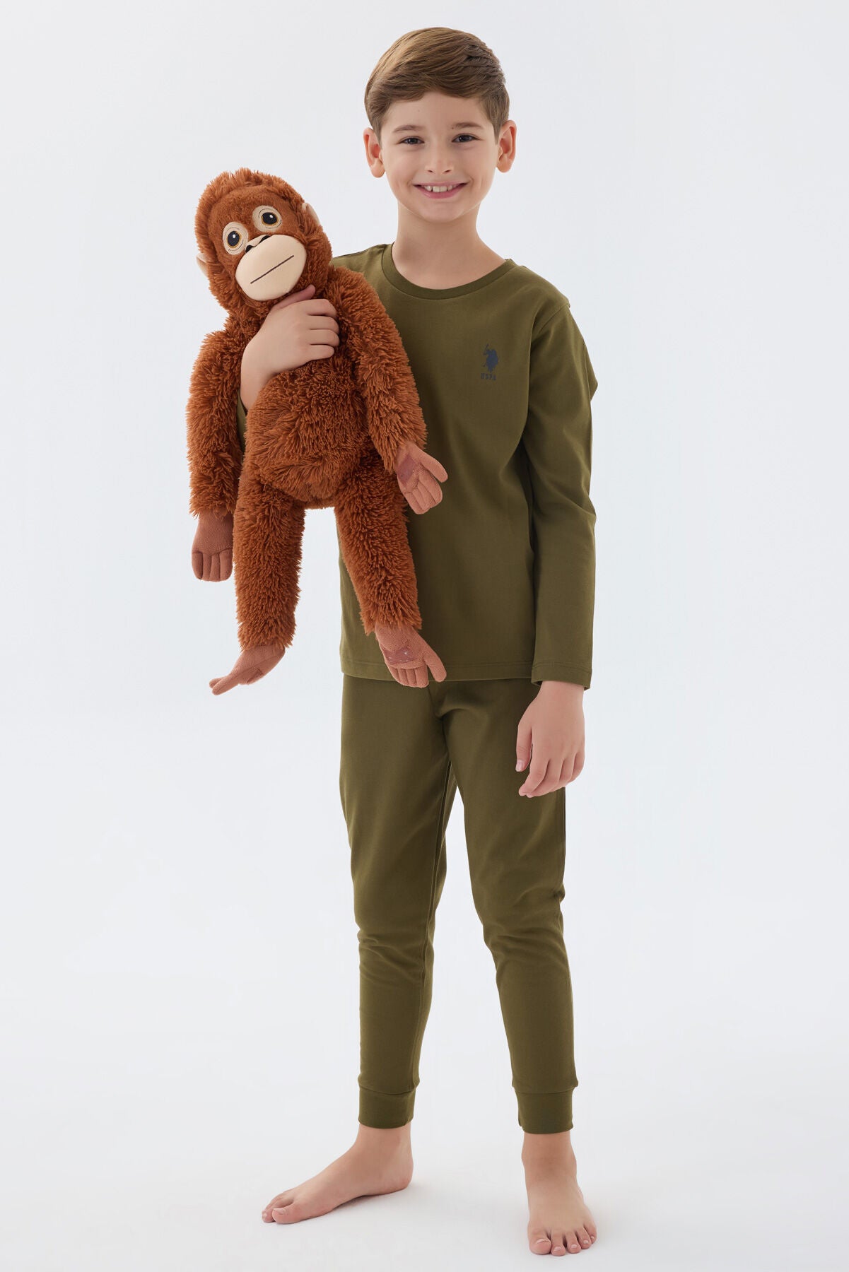 U.S. Polo Assn. Erkek Çocuk Bisiklet Yaka Pigment Baskılı Kışlık Regular Fit Yeşil Pijama Takımı US1580-C-V1 Ürün ikincil görseli