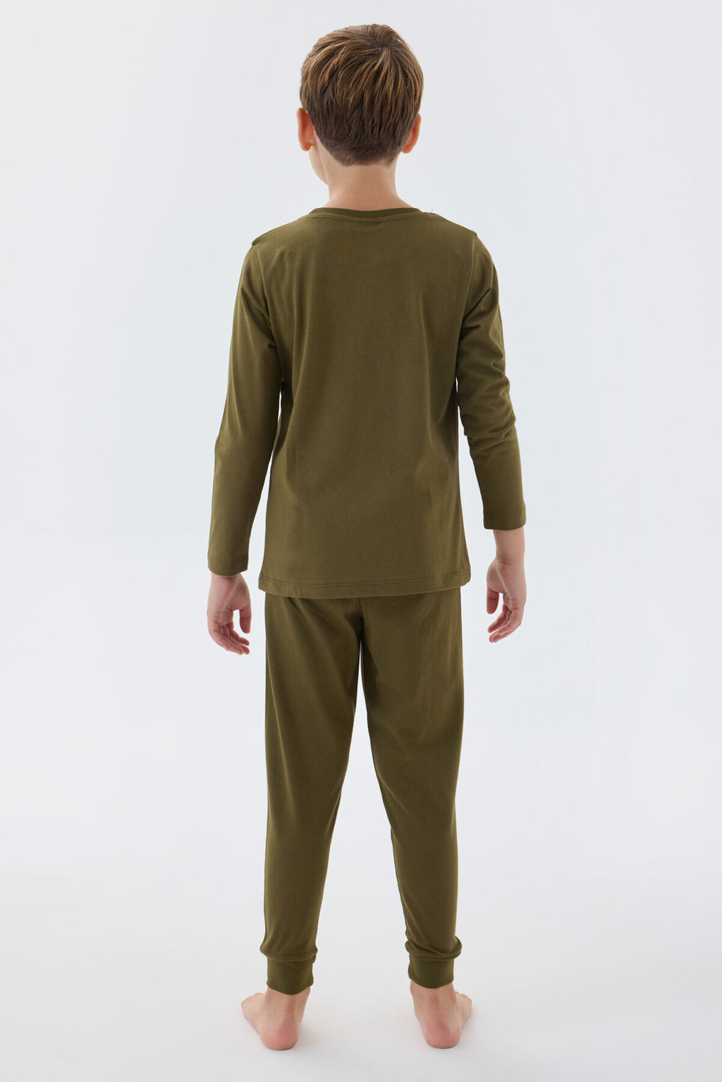 U.S. Polo Assn. Erkek Çocuk Bisiklet Yaka Pigment Baskılı Kışlık Regular Fit Yeşil Pijama Takımı US1580-C-V1
