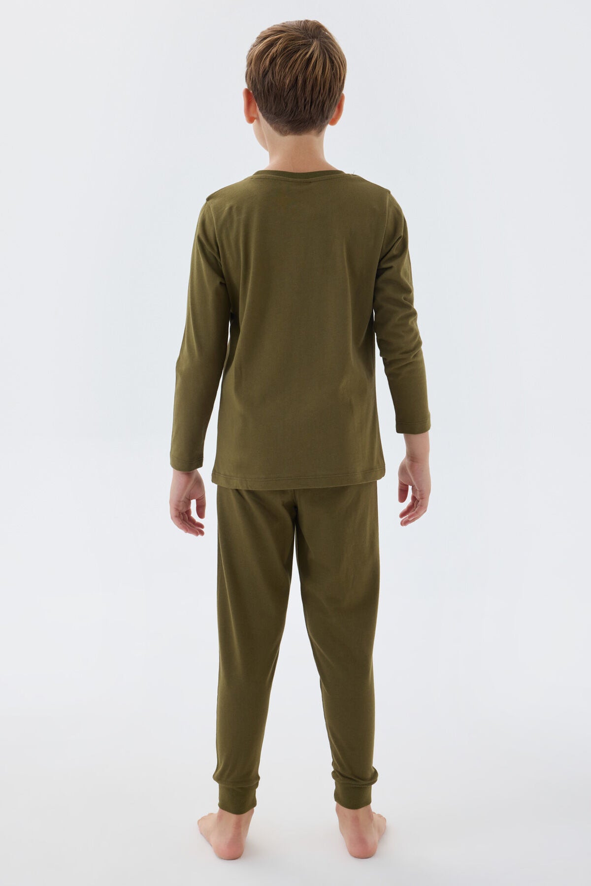 U.S. Polo Assn. Erkek Çocuk Bisiklet Yaka Pigment Baskılı Kışlık Regular Fit Yeşil Pijama Takımı US1580-C-V1