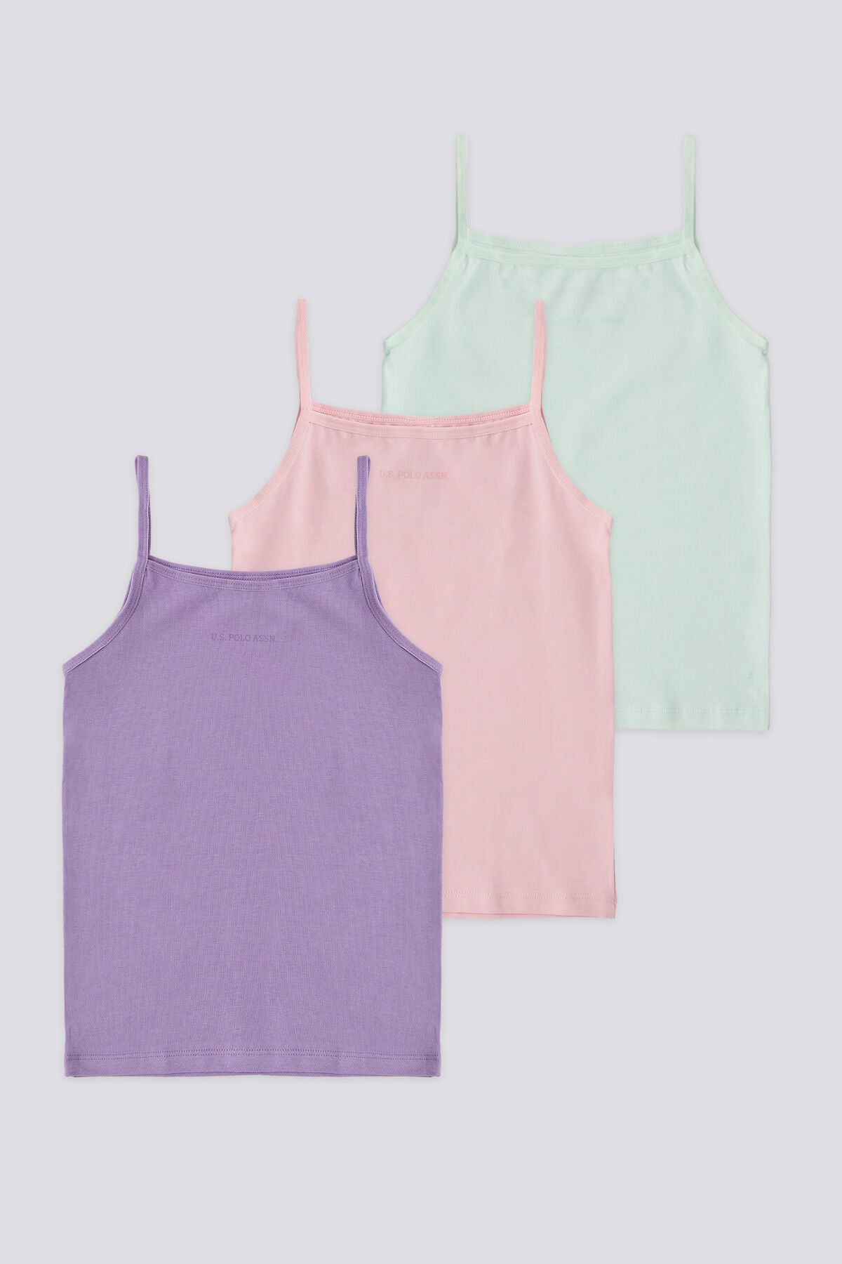 U.S. Polo Assn. Kız Çocuk Düz Yaka Pigment Baskılı Yazlık Regular Fit Yeşil Atlet US1680-C-V1