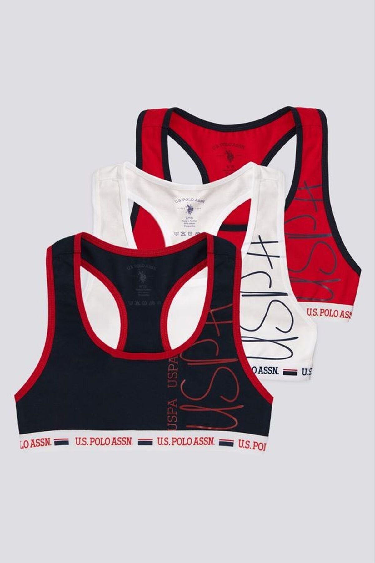 U.S. Polo Assn. Kız Çocuk Bisiklet Yaka Pigment Baskılı Yazlık Regular Fit Beyaz Boxer US1681-C-V1
