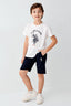 U.S. Polo Assn. Erkek Çocuk Bisiklet Yaka Pigment Baskılı Yazlık Regular Fit Beyaz Bermuda Takım US1095-C-V2
