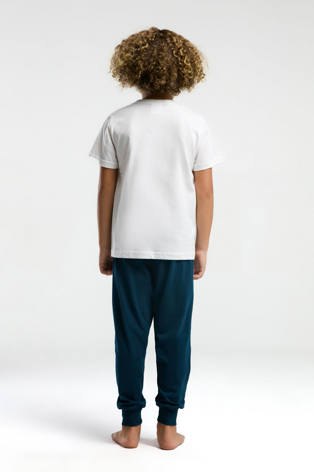 U.S. Polo Assn. Erkek Çocuk Bisiklet Yaka Pigment Baskılı Yazlık Regular Fit Beyaz Pijama Takımı US2016-C-V2