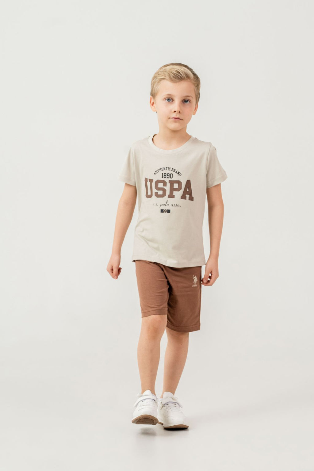 U.S. Polo Assn Kids Erkek Çocuk Kahverengi  Bermuda Takım