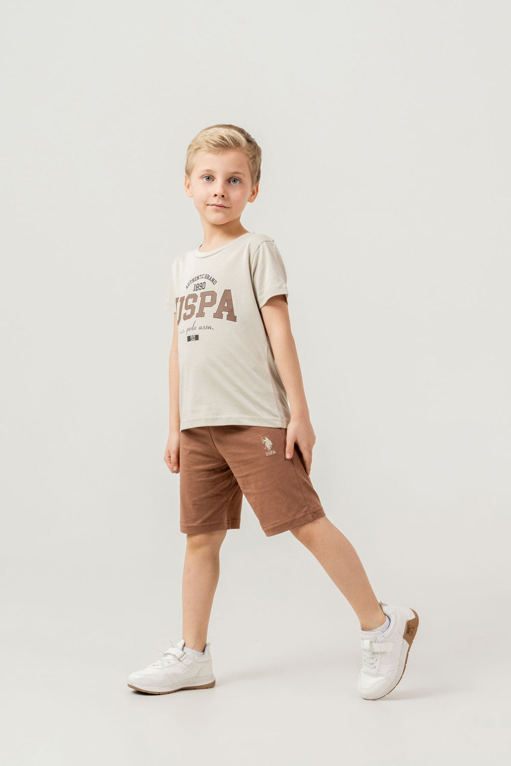 U.S. Polo Assn Kids Erkek Çocuk Kahverengi  Bermuda Takım