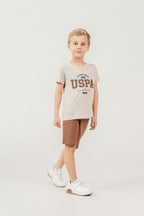U.S. Polo Assn Kids Erkek Çocuk Kahverengi  Bermuda Takım