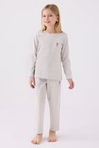 U.S. Polo Assn. Kız Çocuk Bisiklet Yaka Pigment Baskılı Kışlık Regular Fit Gri Pijama Takımı US1668-C-V8
