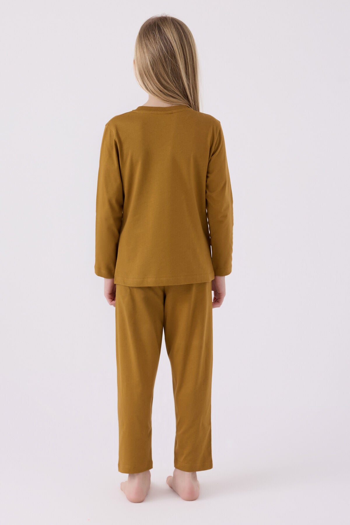 U.S. Polo Assn. Kız Çocuk Bisiklet Yaka Pigment Baskılı Kışlık Regular Fit Kahverengi Pijama Takımı US1668-C-V5