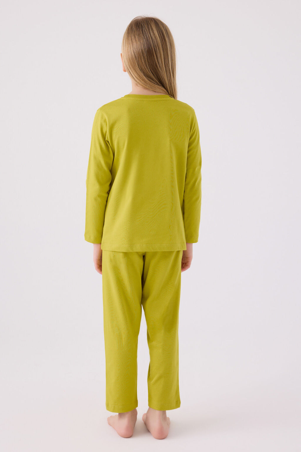 U.S. Polo Assn. Kız Çocuk Bisiklet Yaka Pigment Baskılı Kışlık Regular Fit Yeşil Pijama Takımı US1668-C-V1