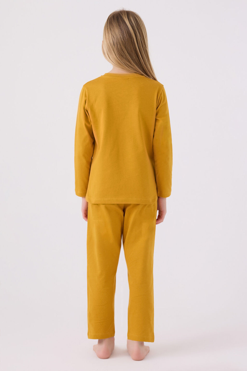 U.S. Polo Assn. Kız Çocuk Bisiklet Yaka Pigment Baskılı Kışlık Regular Fit Sarı Pijama Takımı US1668-C-V4