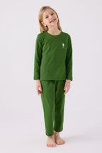 U.S. Polo Assn. Kız Çocuk Bisiklet Yaka Pigment Baskılı Kışlık Regular Fit Yeşil Pijama Takımı US1668-C-V10