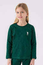 U.S. Polo Assn. Kız Çocuk Bisiklet Yaka Pigment Baskılı Kışlık Regular Fit Yeşil Pijama Takımı US1668-C-V6