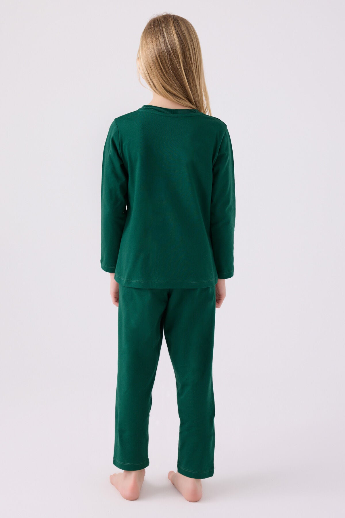 U.S. Polo Assn. Kız Çocuk Bisiklet Yaka Pigment Baskılı Kışlık Regular Fit Yeşil Pijama Takımı US1668-C-V6
