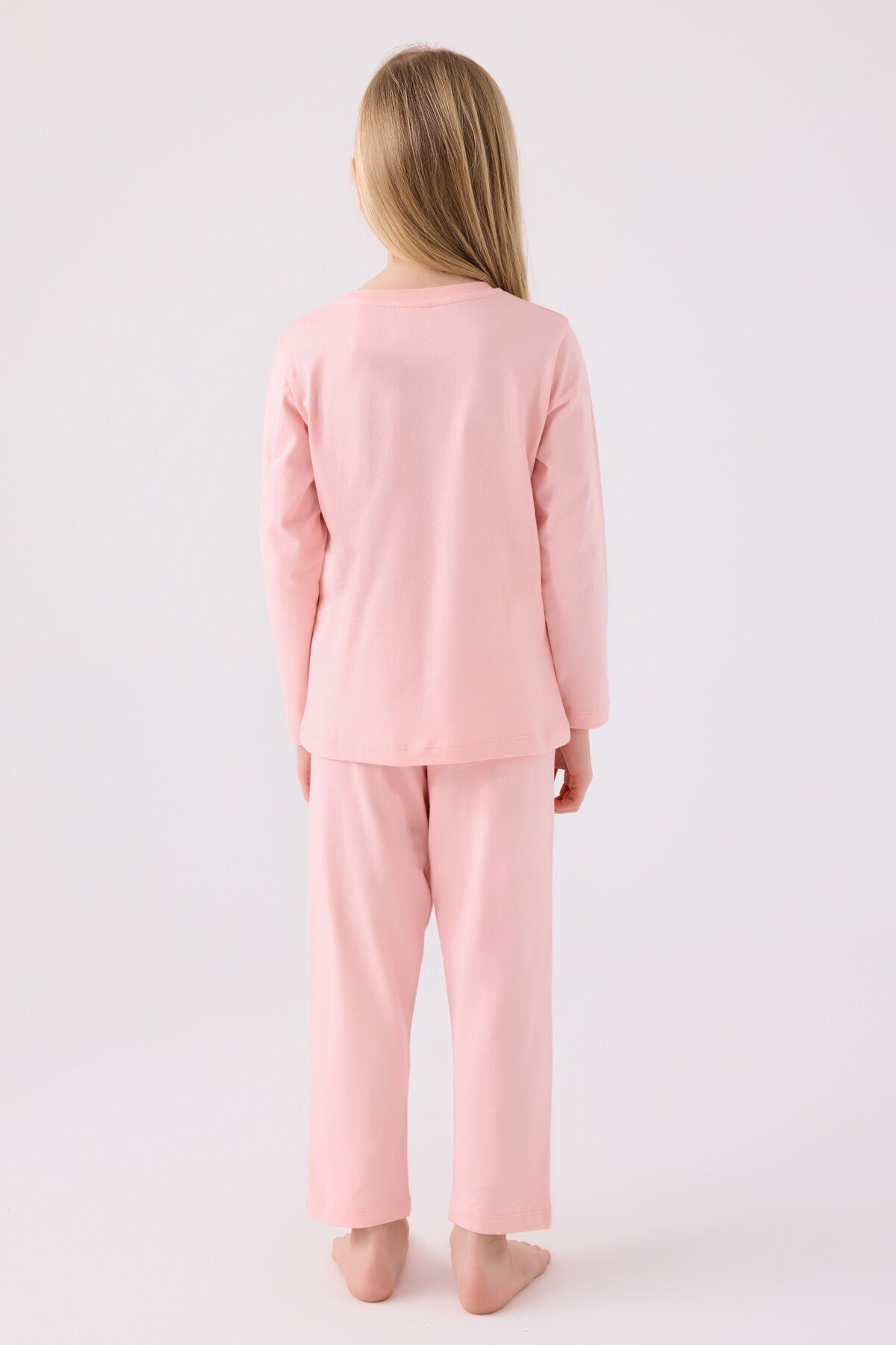 Kız Çocuk Pembe Uzun Kol Pijama Takım