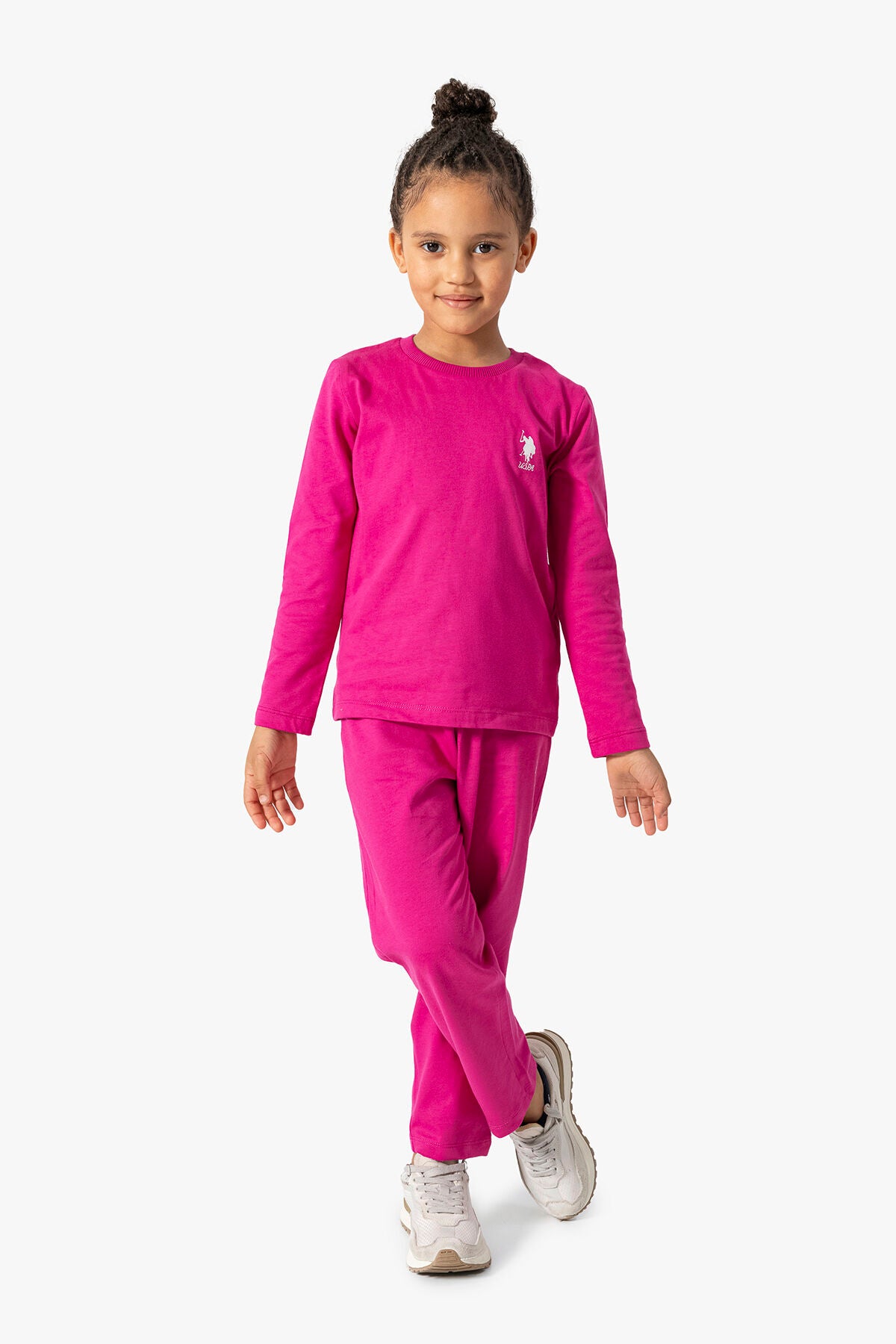 U.S. Polo Assn. Kız Çocuk Bisiklet Yaka Pigment Baskılı Kışlık Regular Fit Bordo Pijama Takımı US1668-C-V18 Ürün ana görseli