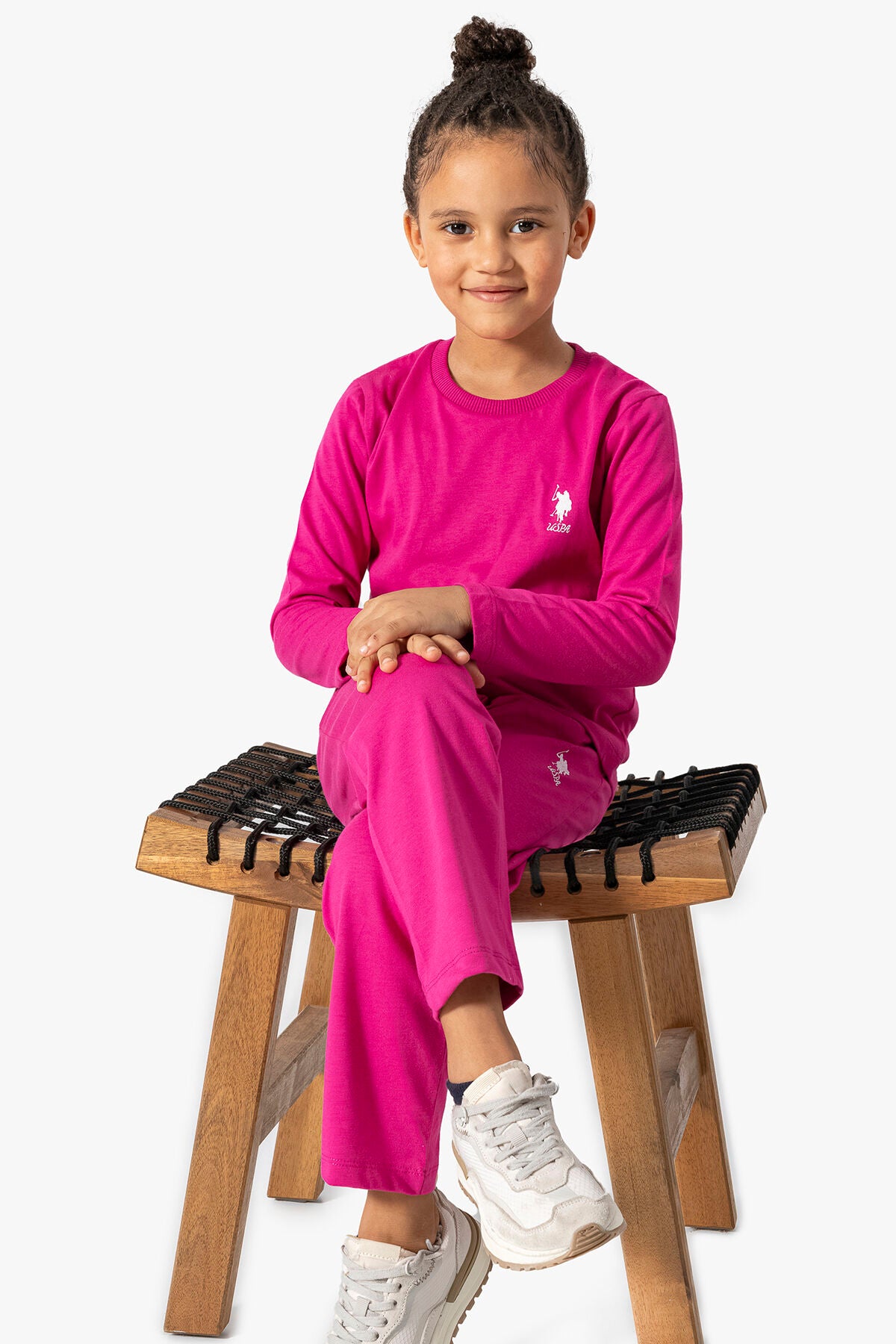 U.S. Polo Assn. Kız Çocuk Fuşya Uzun Kol Pijama Takım