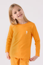 U.S. Polo Assn. Kız Çocuk Bisiklet Yaka Pigment Baskılı Kışlık Regular Fit Turuncu Pijama Takımı US1668-C-V9