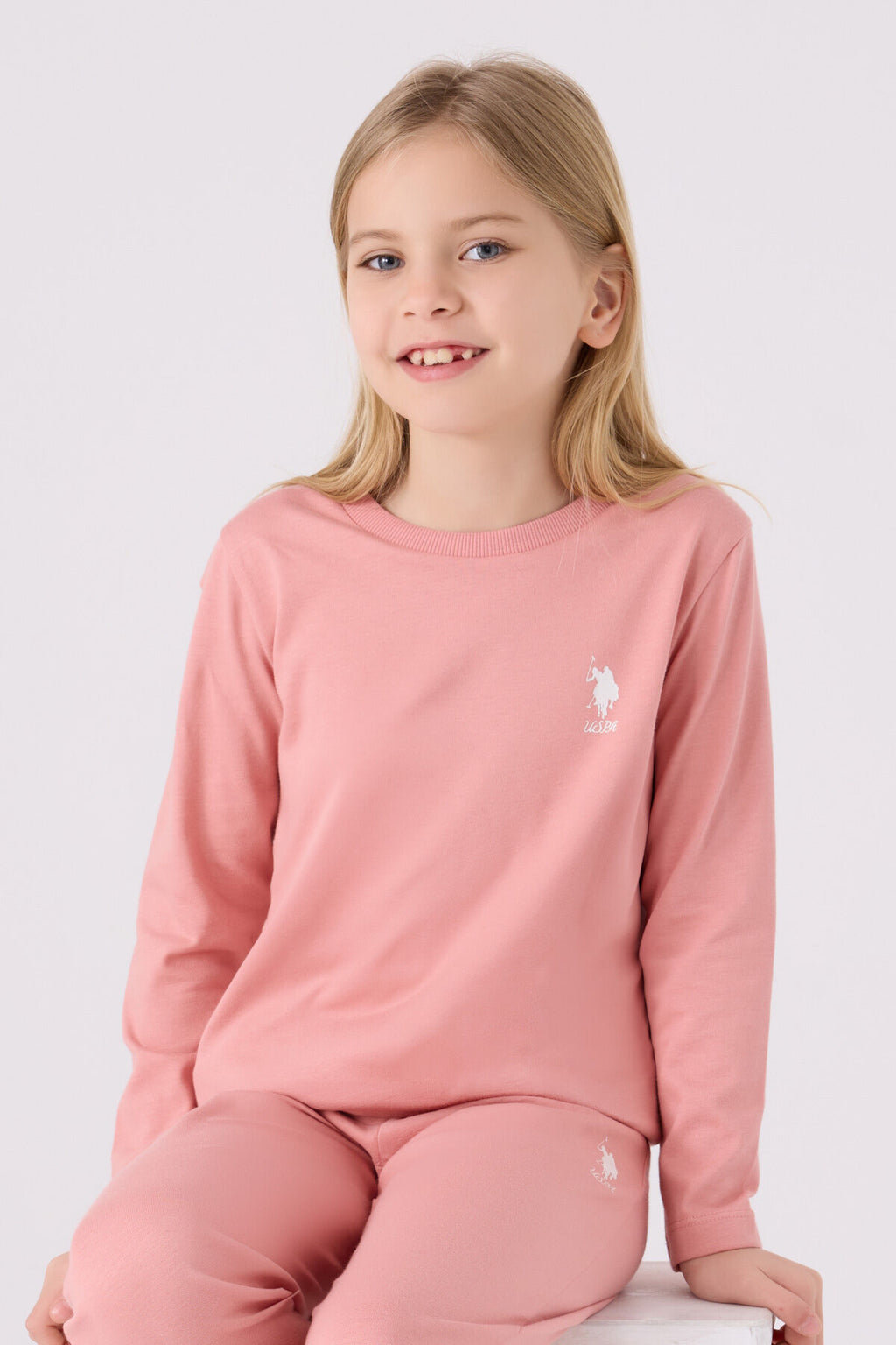 Kız Çocuk Pembe Uzun Kol Pijama Takım
