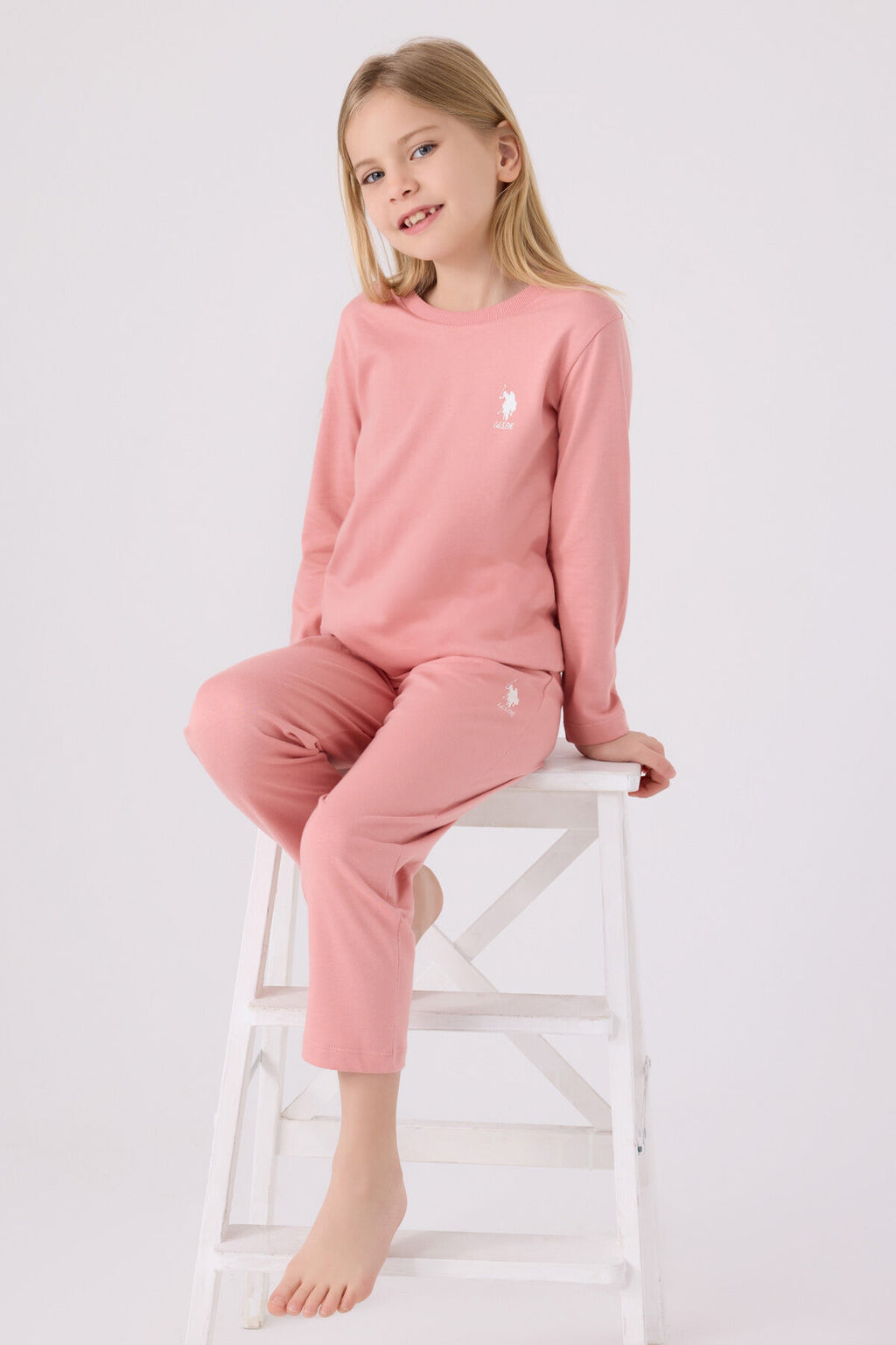 Kız Çocuk Pembe Uzun Kol Pijama Takım