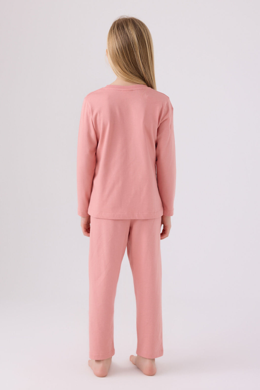Kız Çocuk Pembe Uzun Kol Pijama Takım