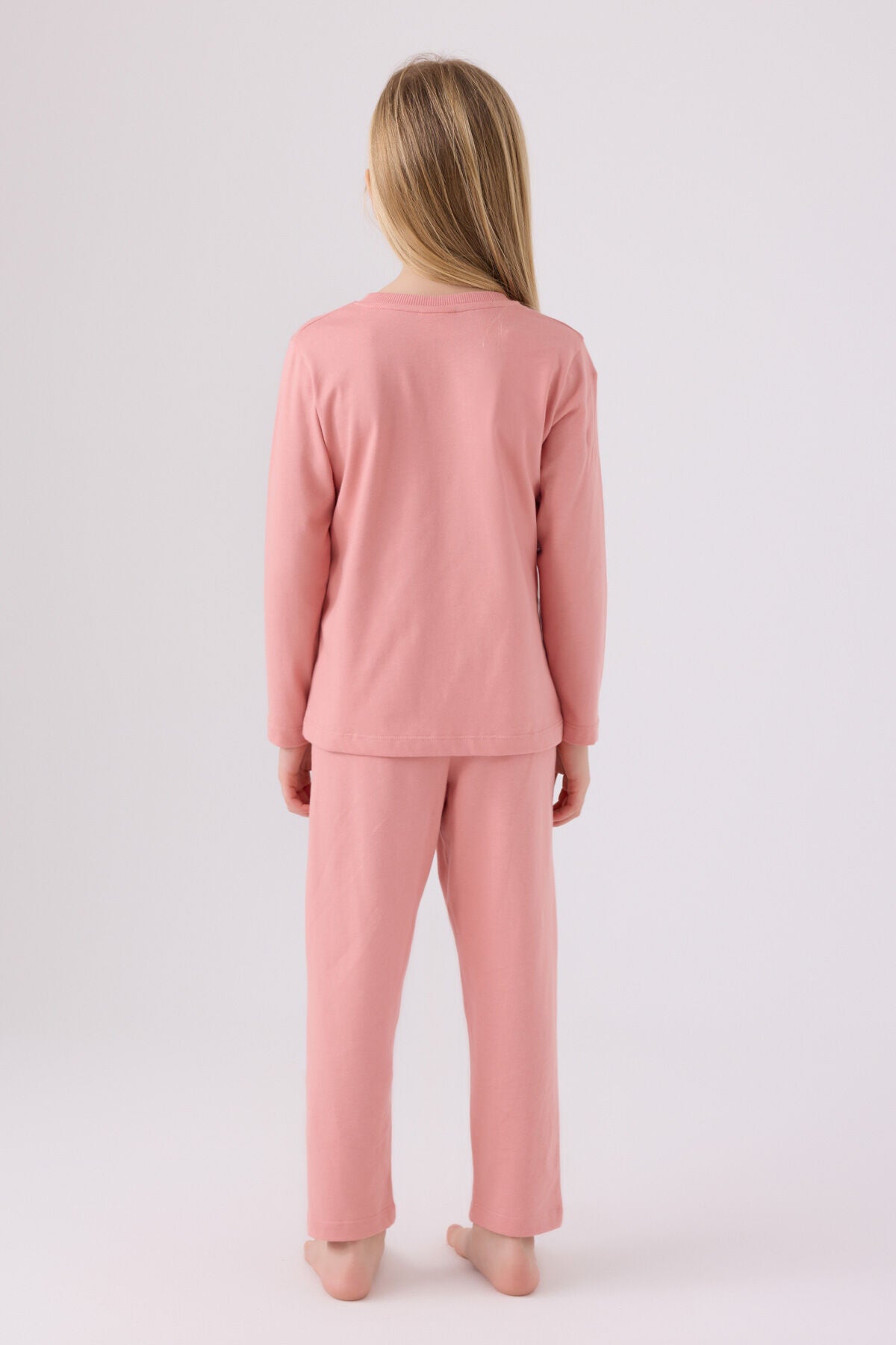 Kız Çocuk Pembe Uzun Kol Pijama Takım