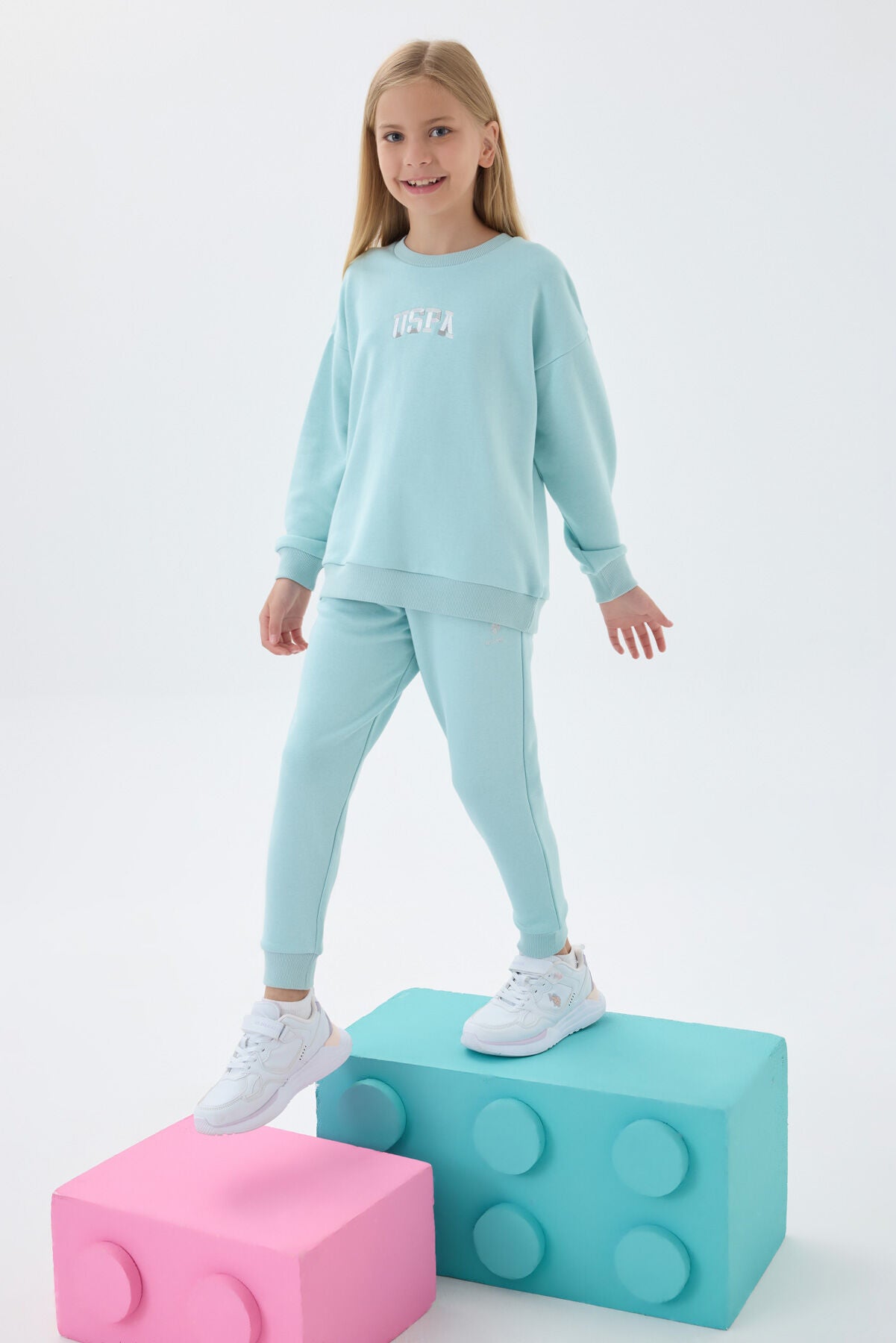 U.S. Polo Assn. Kız Çocuk Kışlık Regular Fit Mavi Eşofman Takımı US1667-C-V5 Ürün ana görseli