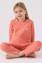 Kız Çocuk Pembe Uzun Kol Pijama Takım
