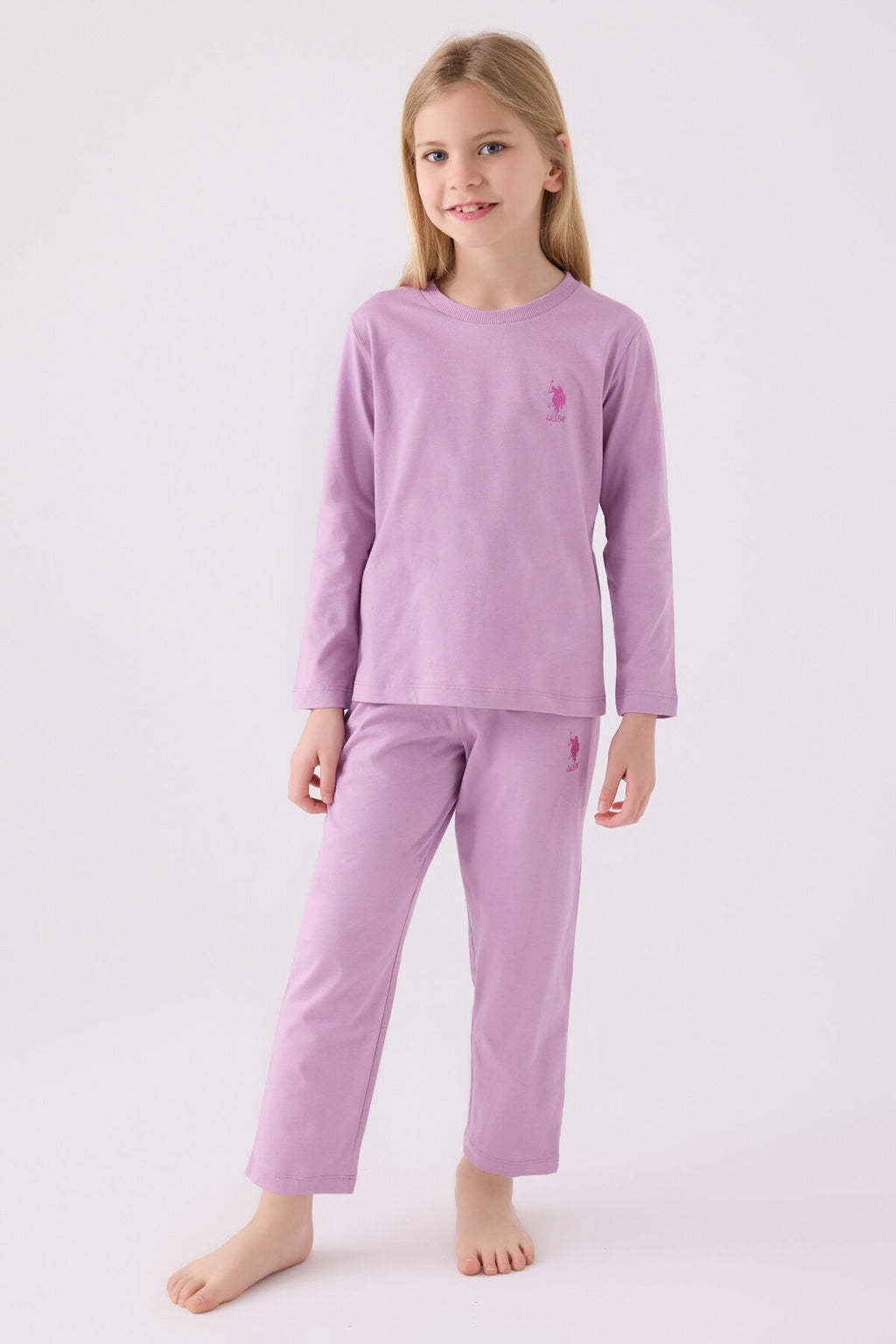 Kız Çocuk Mor Uzun Kol Pijama Takım