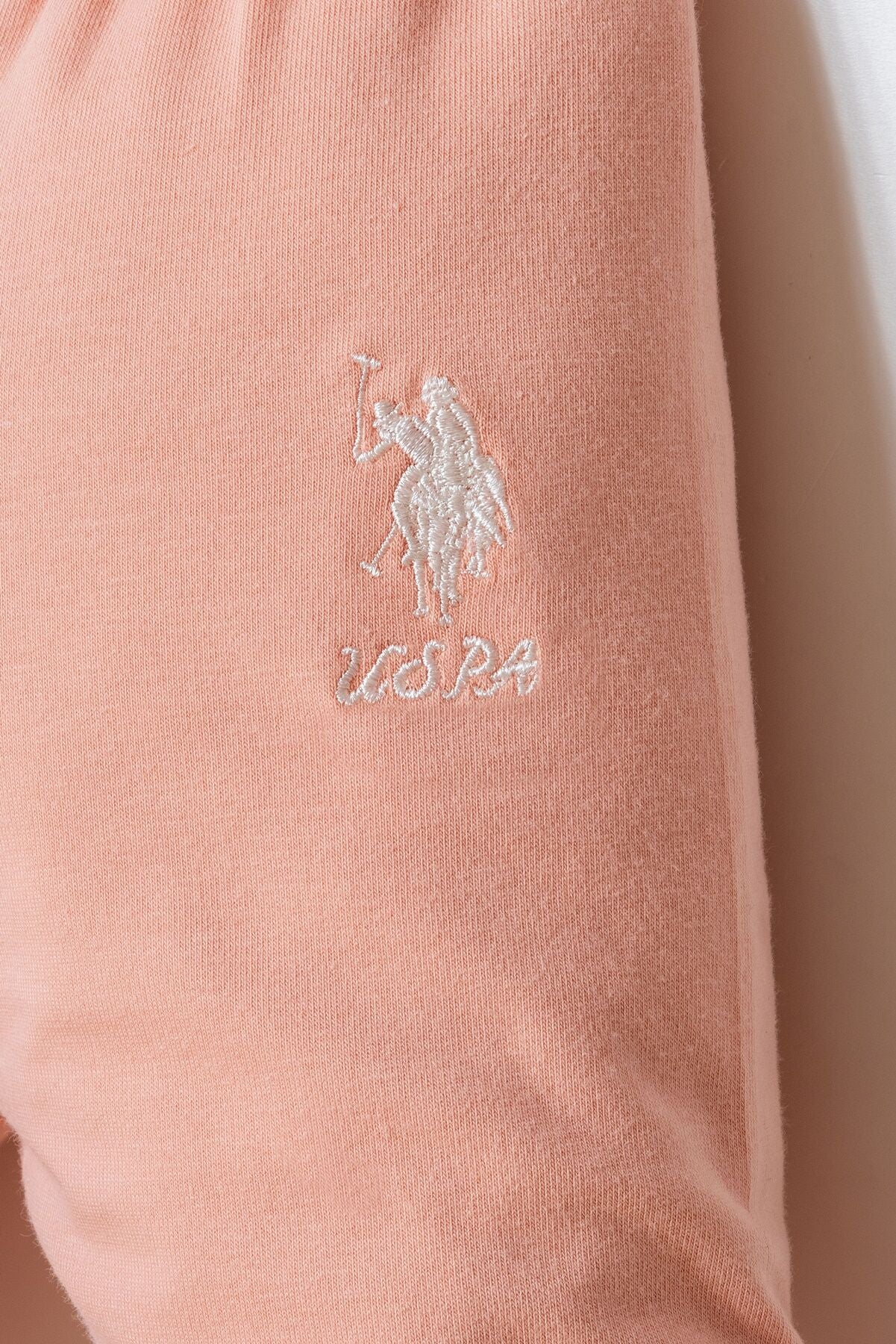U.S. Polo Assn. Kız Bebek Bisiklet Yaka Nakışlı Yazlık Regular Fit Beyaz Bebek Takımı USB2986-C-V1