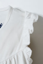 U.S. Polo Assn. Kız Bebek Düğmeli Yaka Nakışlı Yazlık Regular Fit Beyaz T-Shirt USB3002-C-V1