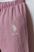 U.S. Polo Assn. Kız Bebek V Yaka Nakışlı Yazlık Regular Fit Mor T-Shirt USB2979-C-V1