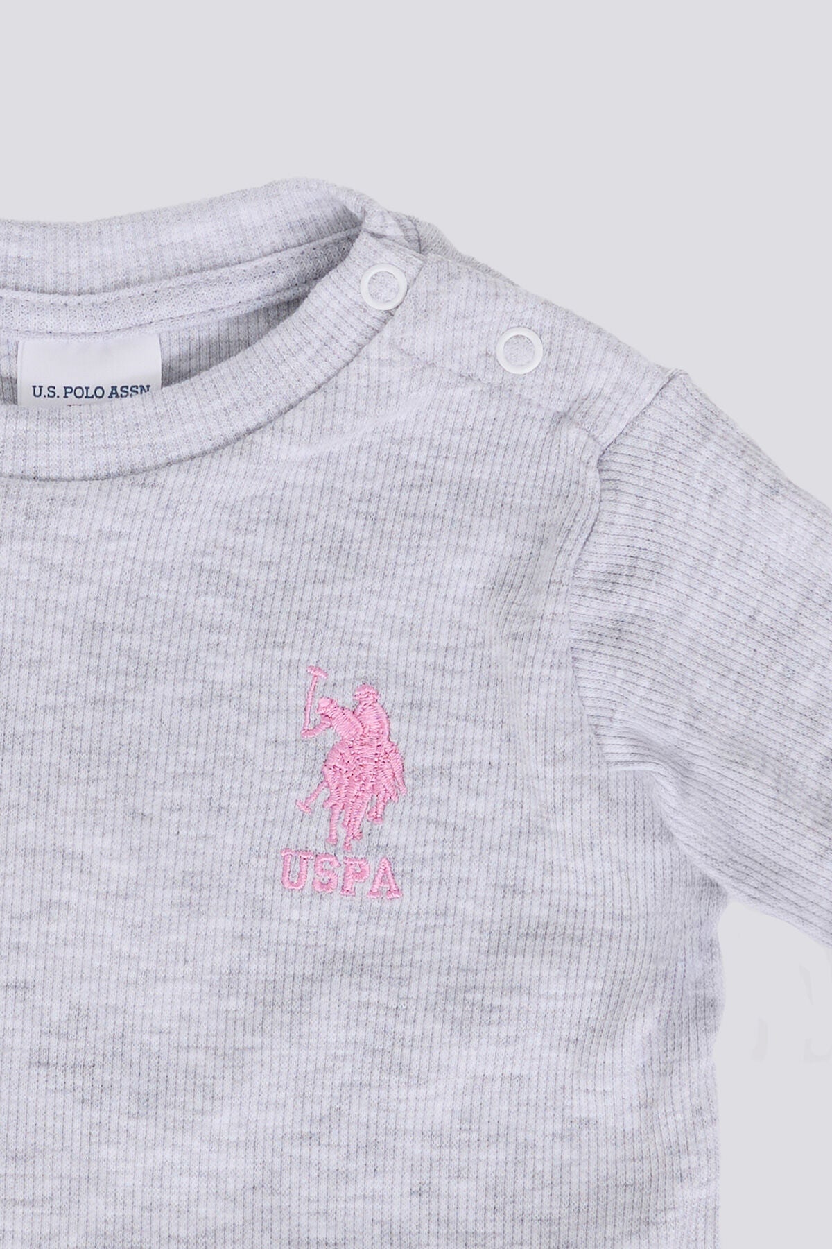 U.S. Polo Assn. Kız Bebek Bisiklet Yaka Pigment Baskılı Kışlık Regular Fit Gri Bebek Takımı USB2183-C-V14 Ürün ikincil görseli