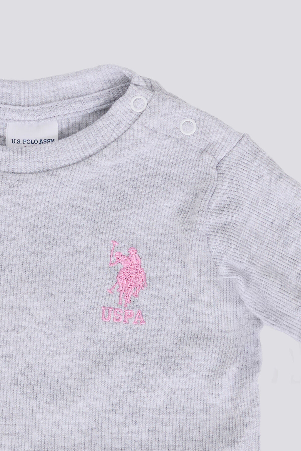 U.S. Polo Assn. Kız Bebek Bisiklet Yaka Pigment Baskılı Kışlık Regular Fit Gri Bebek Takımı USB2183-C-V14