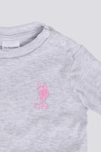 U.S. Polo Assn. Kız Bebek Bisiklet Yaka Pigment Baskılı Kışlık Regular Fit Gri Bebek Takımı USB2183-C-V14