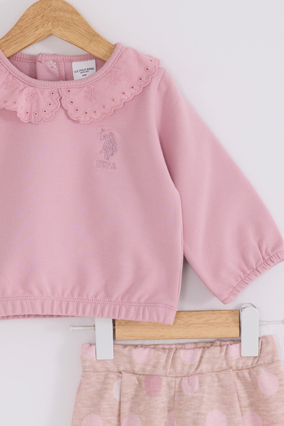 U.S. Polo Assn. Kız Bebek Bebe Yaka Pigment Baskılı Kışlık Regular Fit Pembe Bebek Takımı USB2173-C-V1 Ürün ikincil görseli